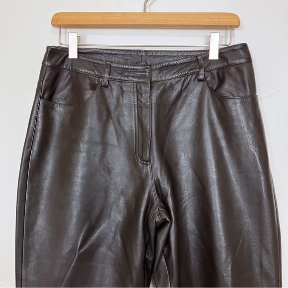 Vintage leather pants dark brown high waisted straight leg 90s y2k biker - Picture 3 of 8